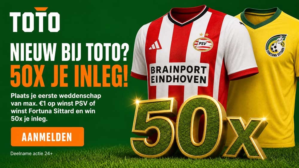 PSV – Fortuna Sittard TOTO Actie: 50x je inleg bij winst PSV