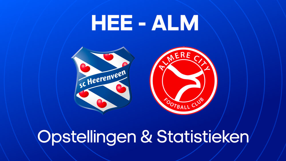 SC heerenveen almere city fc opstellingen statistieken