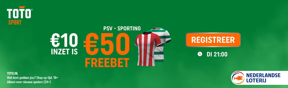 50 free bet voor PSV Sporting