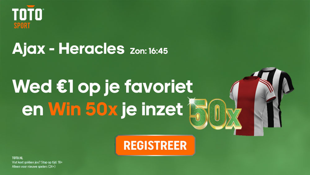 toto ajax heracles win 50x je inzet met wedden