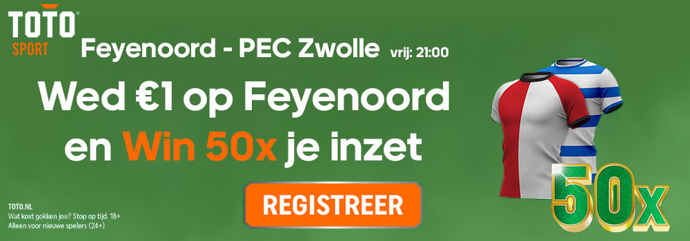 toto feyenoord pec zwolle 50x actie