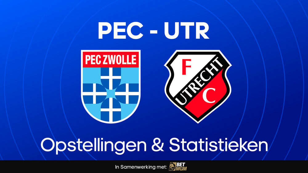 pec zwolle fc utrecht opstellingen statistieken
