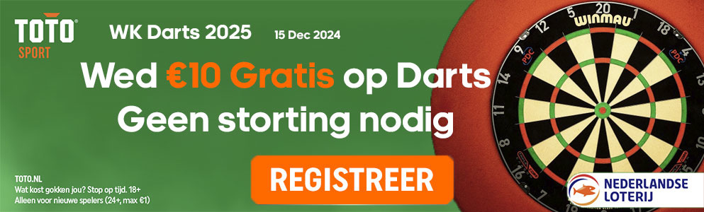 actie toto wed 10 euro gratis geen storting wk darts