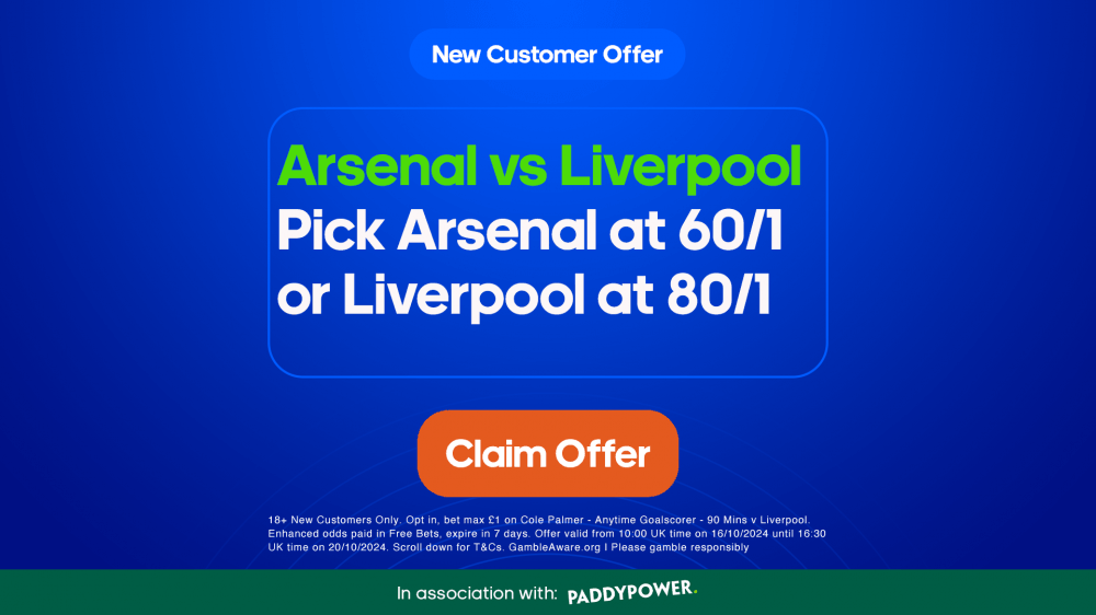 paddy power offer for Arsenal vs Liverpool
