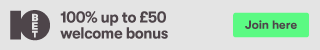 Offer Banner - 100% up to £50 on first deposit