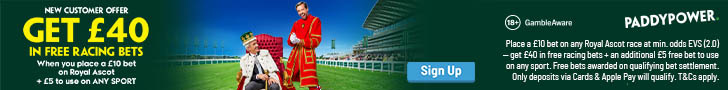 Offer Banner - Get £40 Racing Bets & £5 Sports Bet