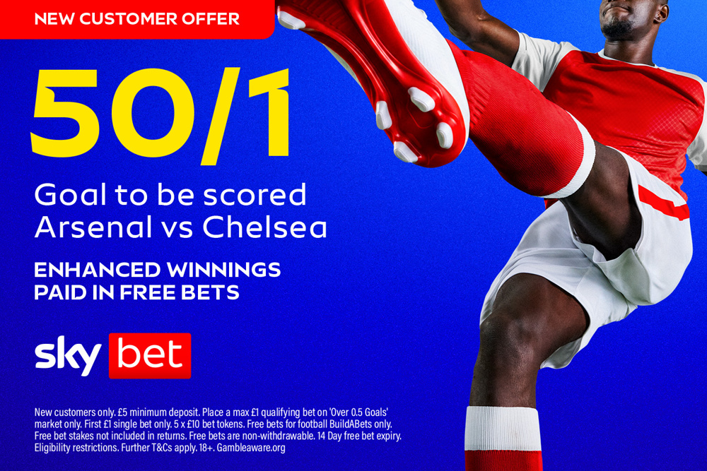 Sky Bet Arsenal vs Chelsea 50/1 Offer