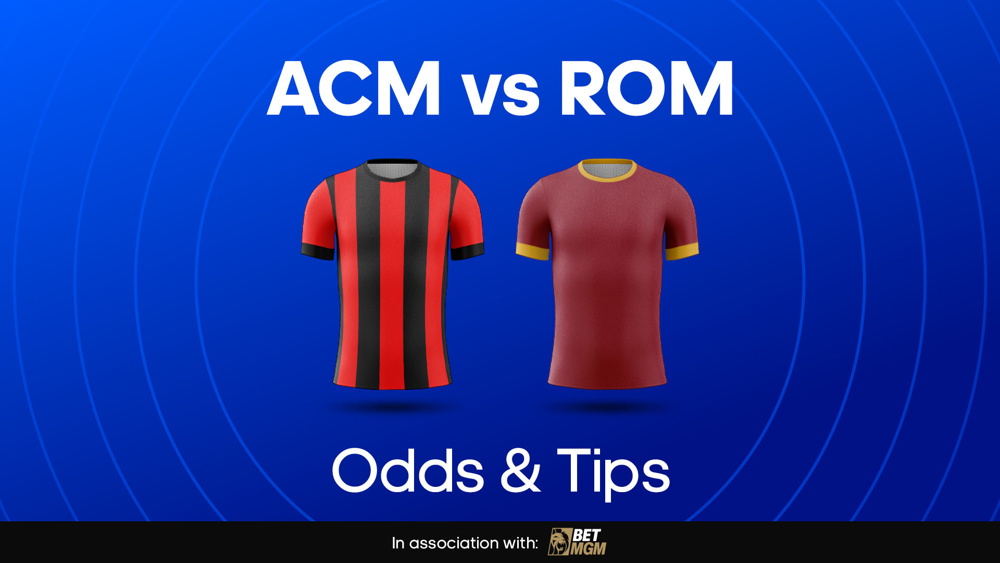 red and black striped shirt and red shirt between acm vs rom odds & tips text