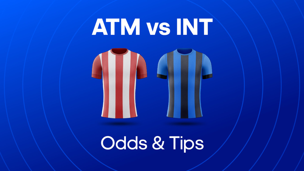 image of atletico and inter football shirts with text saying ATM vs INT
