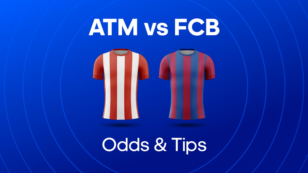 red and white striped shirt and burgundy and blue striped shirt between atm vs fcb odds & tips text