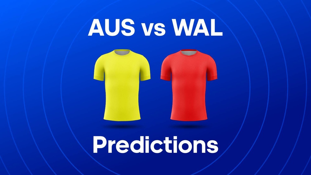 image of yellow and red jerseys with text reading 'aus v wal predictions'