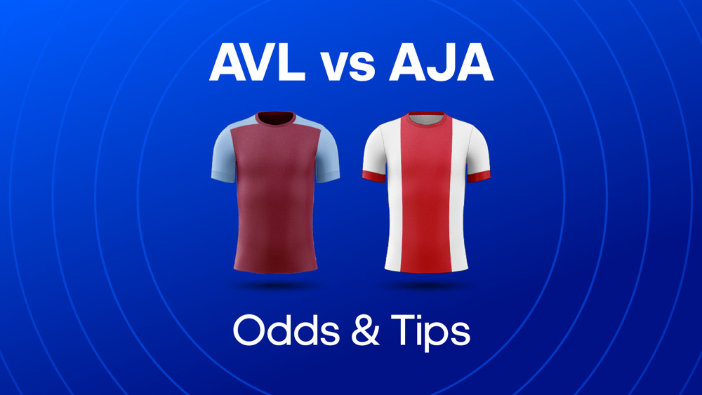 claret and blue shirt and red and white shirt between avl vs aja odds & tips text