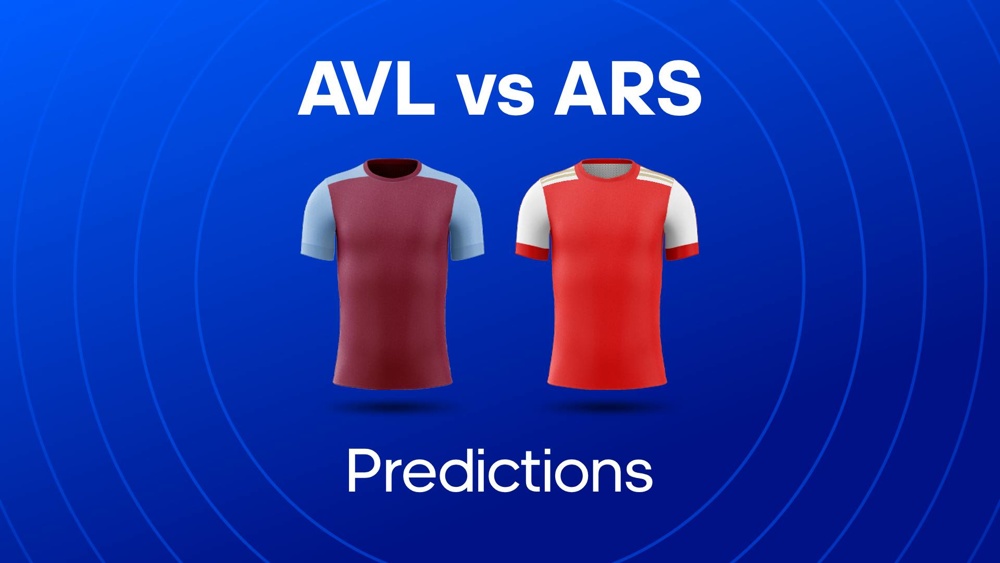Image of Arsenal and Aston Villa shirts with text saying 'AVL vs ARS Predictions'