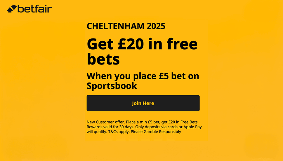 Betfair Cheltenham Festival Offer: Get £20 Free Bets