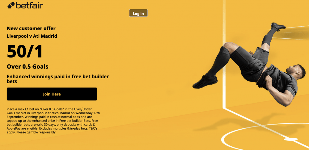 Betfair Liverpool vs Atletico Madrid Offer