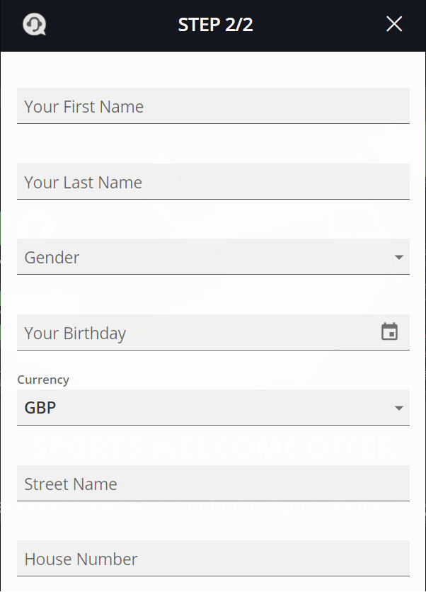 BetGouse Sign Up Step 2