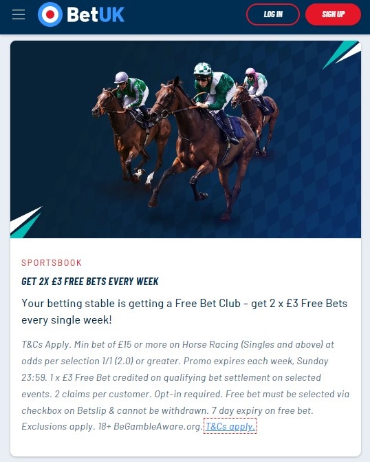 BetUK Get 2x £3 Free Bets