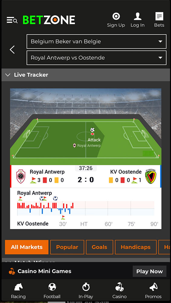 Betzone Football In-play