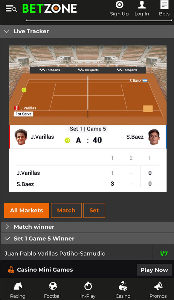 Betzone Tennis In-play
