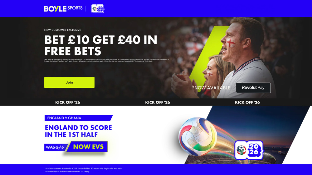 BOYLE Sports England vs Ghana Offer