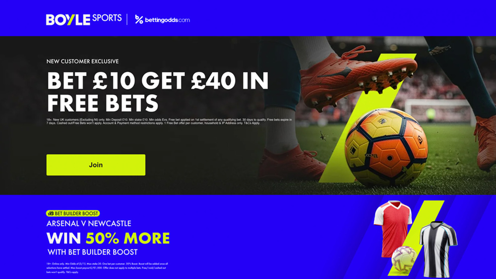 BOYLE Sports Arsenal vs Newcastle Offer