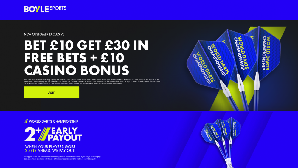 PDC World Darts Championship Offer with BOYLE Sports