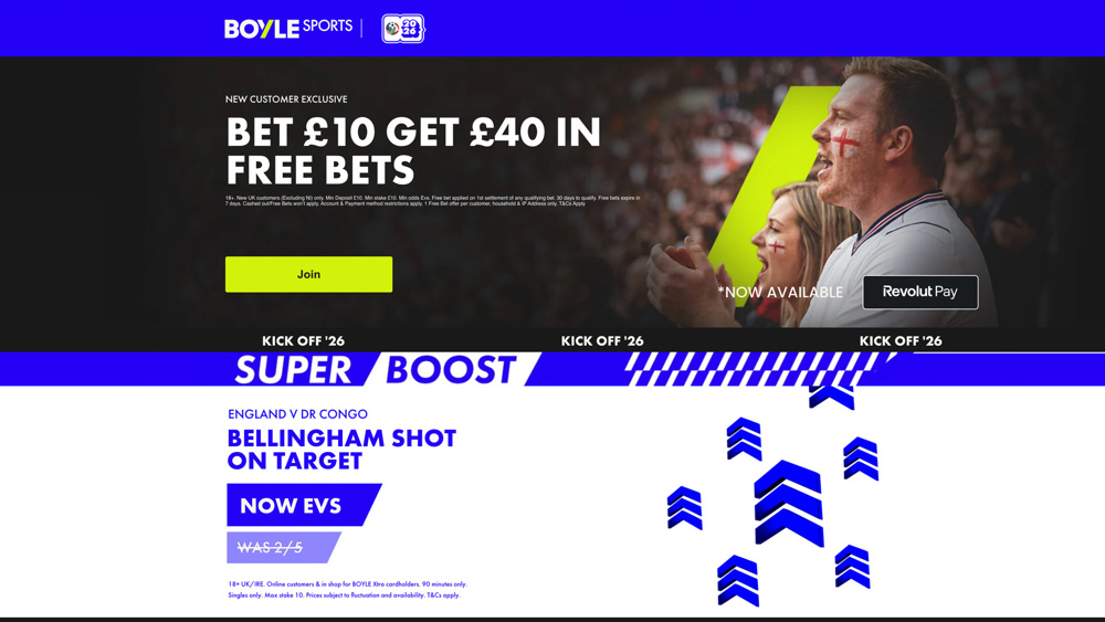BOYLE Sports England vs DR Congo Offer