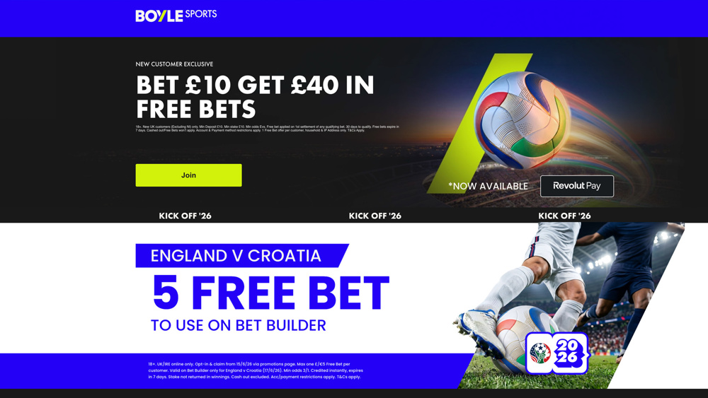 BOYLE Sports England vs Croatia Offer