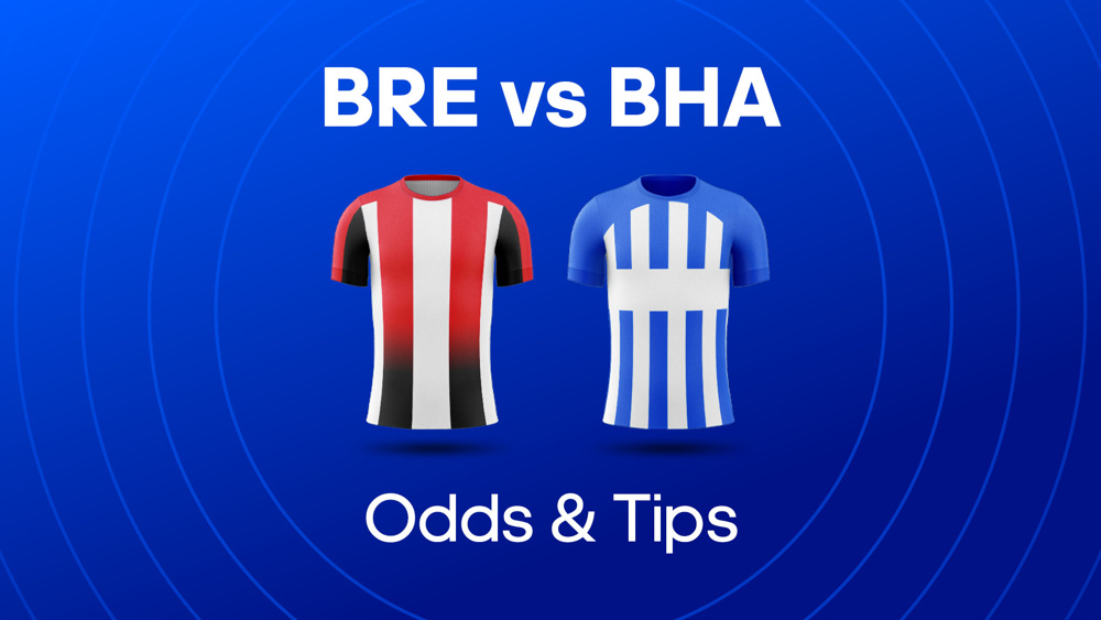 Image of Brentford and Brighton football shirts with text reading BRE vs BHA odds & tips