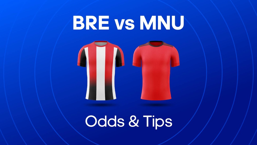 image of brentford and man united football shirts with text saying 'bre vs mnu odds & tips'