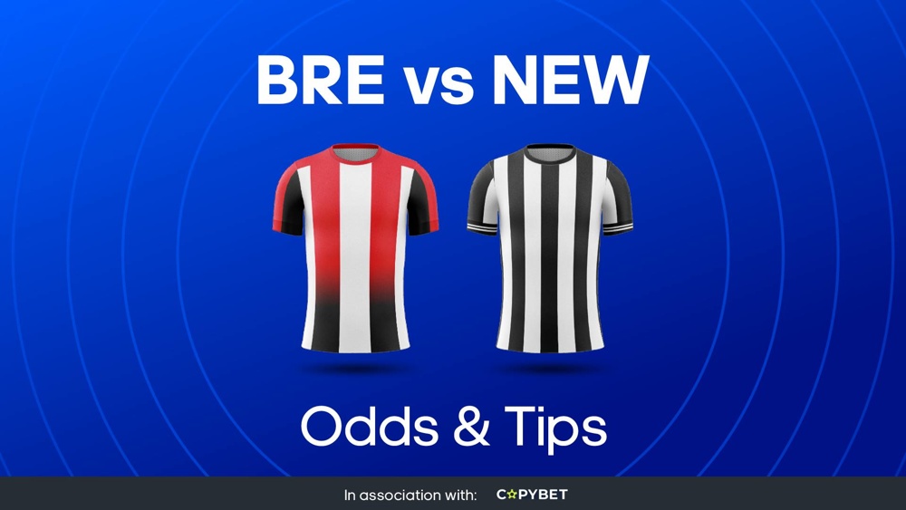 image of brentford and newcastle football shirts with text reading 'bre vs new odds and tips'