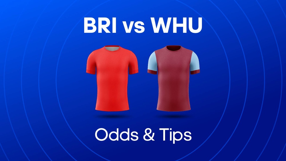 Image of Bristol City and West Ham football shirts with text saying 'BRI vs WHU Odds & Tips'