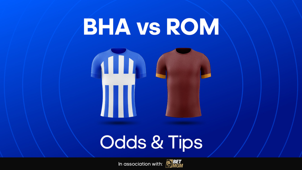 image of blue and white football shirt and maroon football shirt between BHA vs ROM Odds & Tips