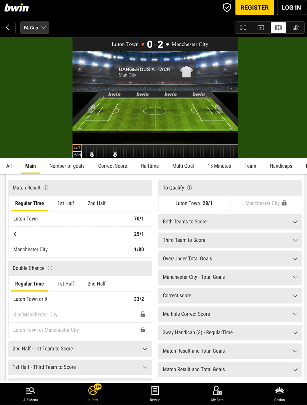 Bwin Luton vs Man City in play animation