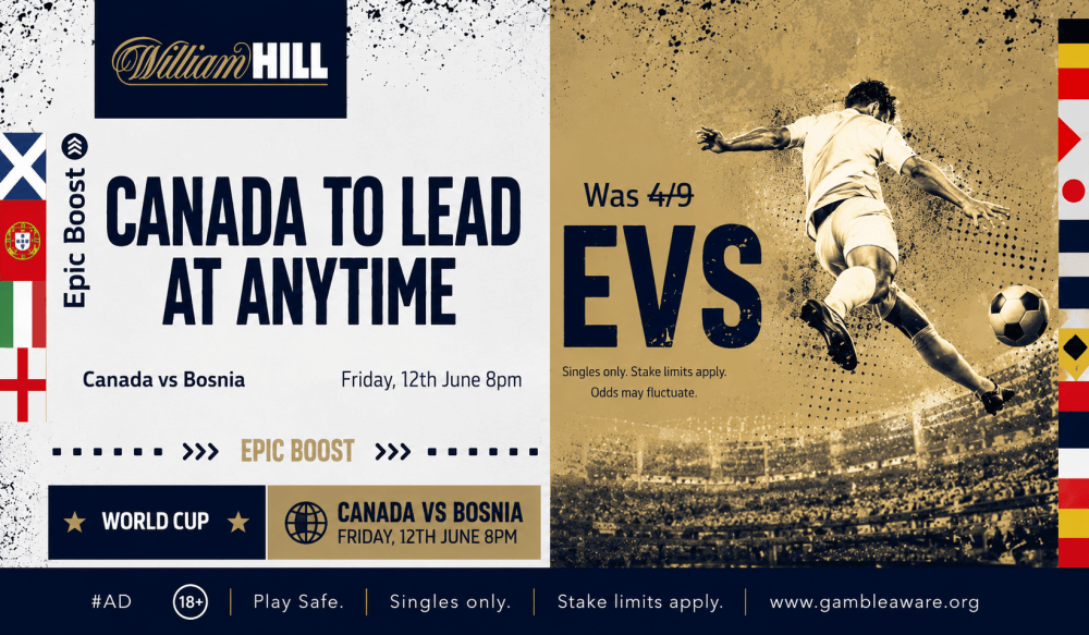 William Hill World Cup 2026 Offer Canada vs Bosnia-Herzegovina