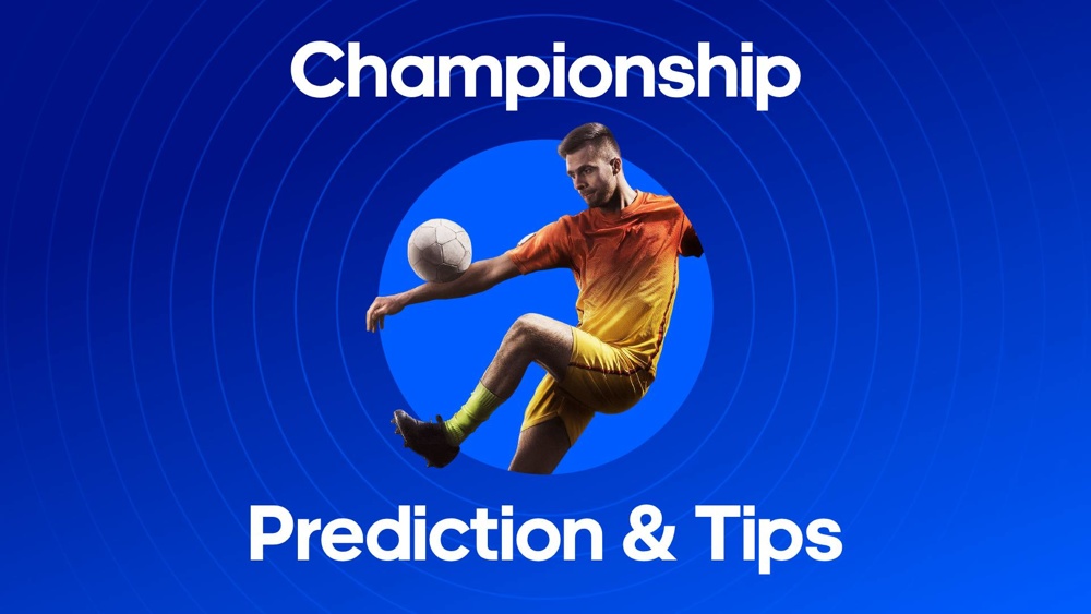 Image of a footballer with text saying 'Championship Prediction & Tips'