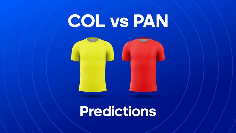 Image of Colombia and Panama shirts with text saying 'COL vs PAN Odds & Tips'