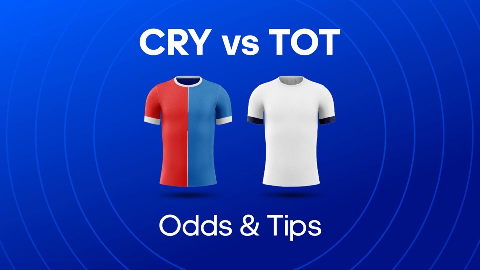 Crystal Palace and Tottenham football shirts between 'CRY vs TOT odds & tips' text