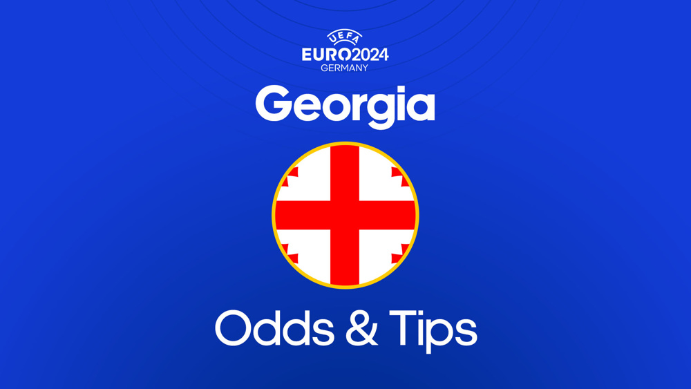 euro 2024 logo above the georgia flag between georgia odds & tips text