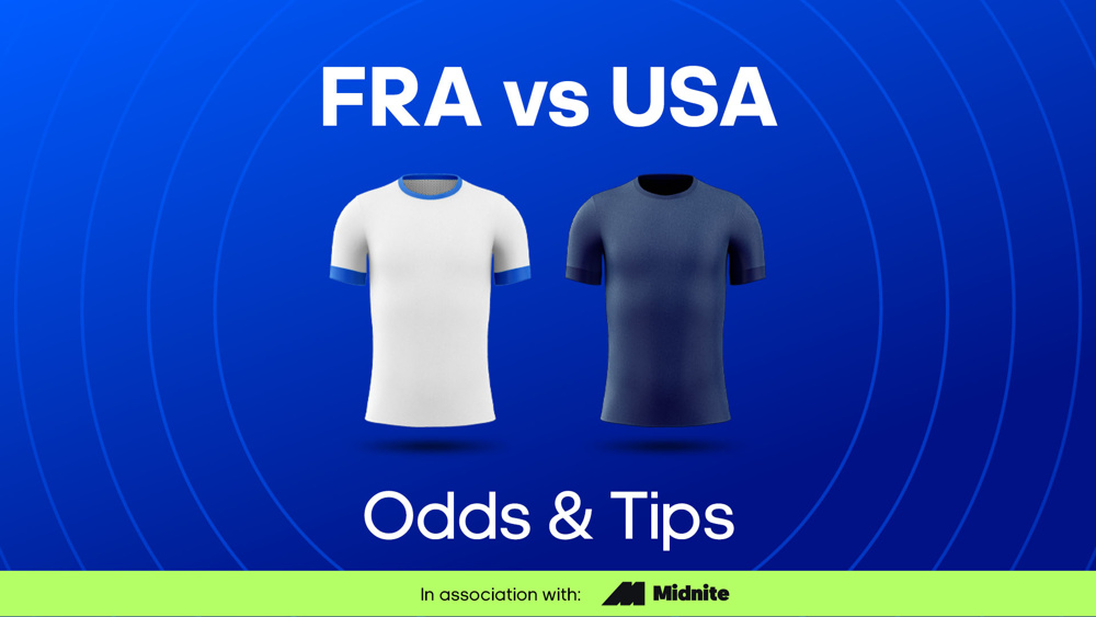white shirt and blue shirt between fra vs usa odds & tips text