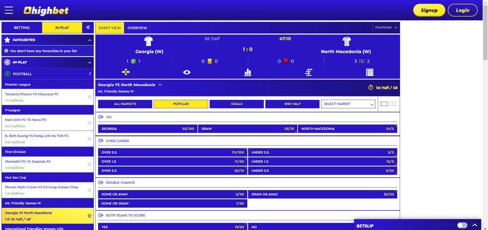 HighBet in play