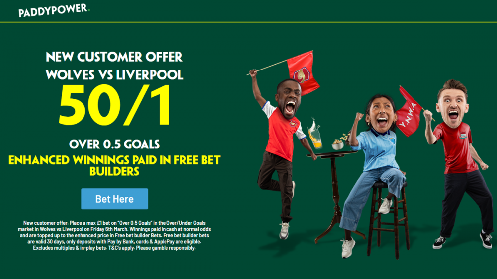 Paddy Power Wolves vs Liverpool Offer