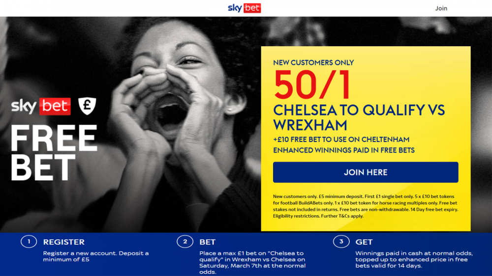 Sky Bet Wrexham vs Chelsea offer