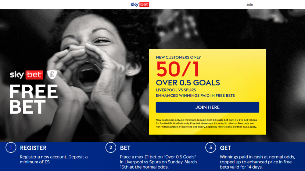 Sky Bet Liverpool vs Tottenham offer