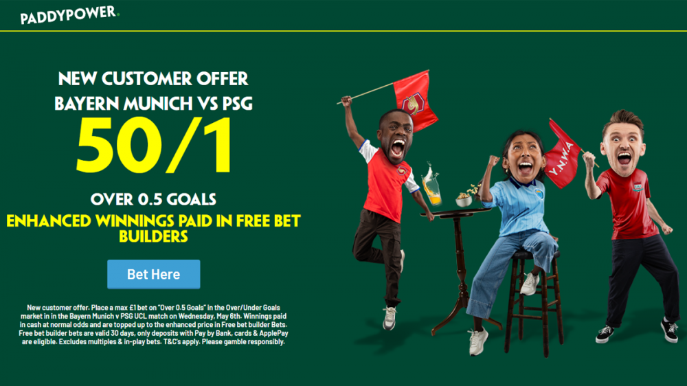 Paddy Power Bayern Munich vs PSG Offer