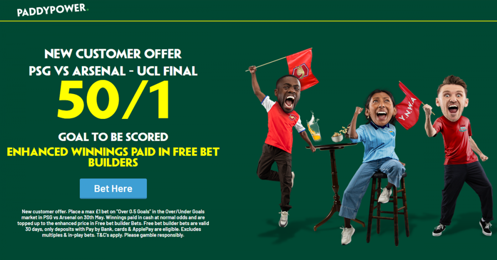 Paddy Power PSG vs Arsenal Offer