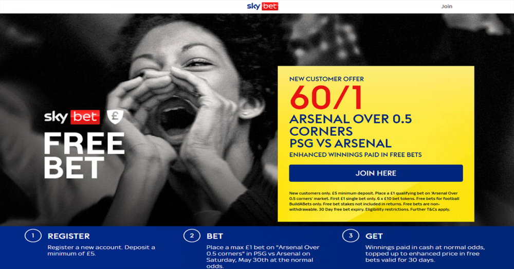 Sky Bet PSG vs Arsenal Offer