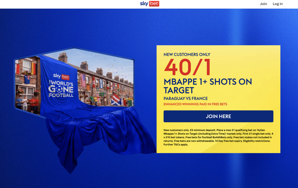 Sky Bet Paraguay vs France Offer