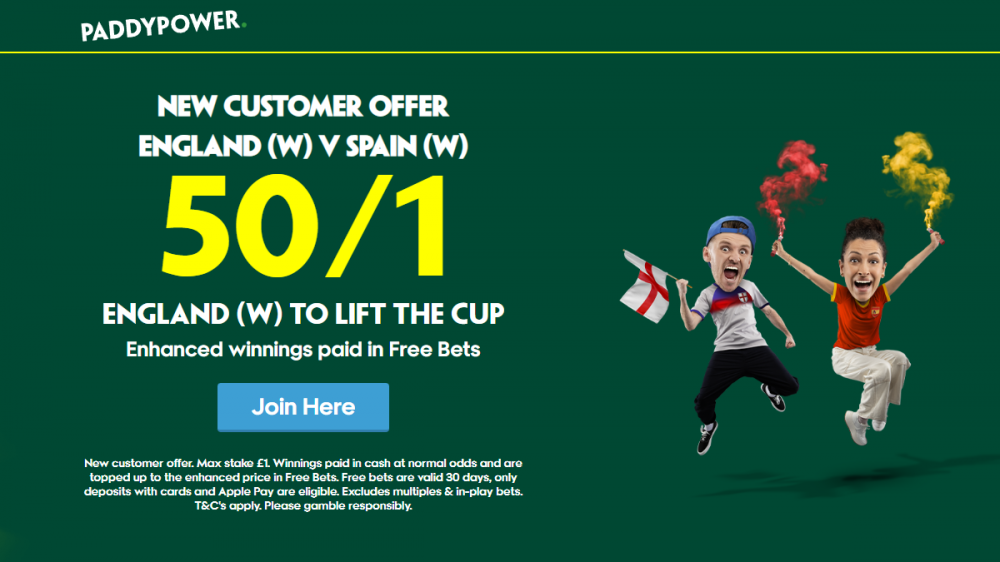 england vs spain paddy power offer
