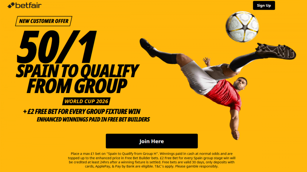 Betfair 2026 World Cup Offer Spain